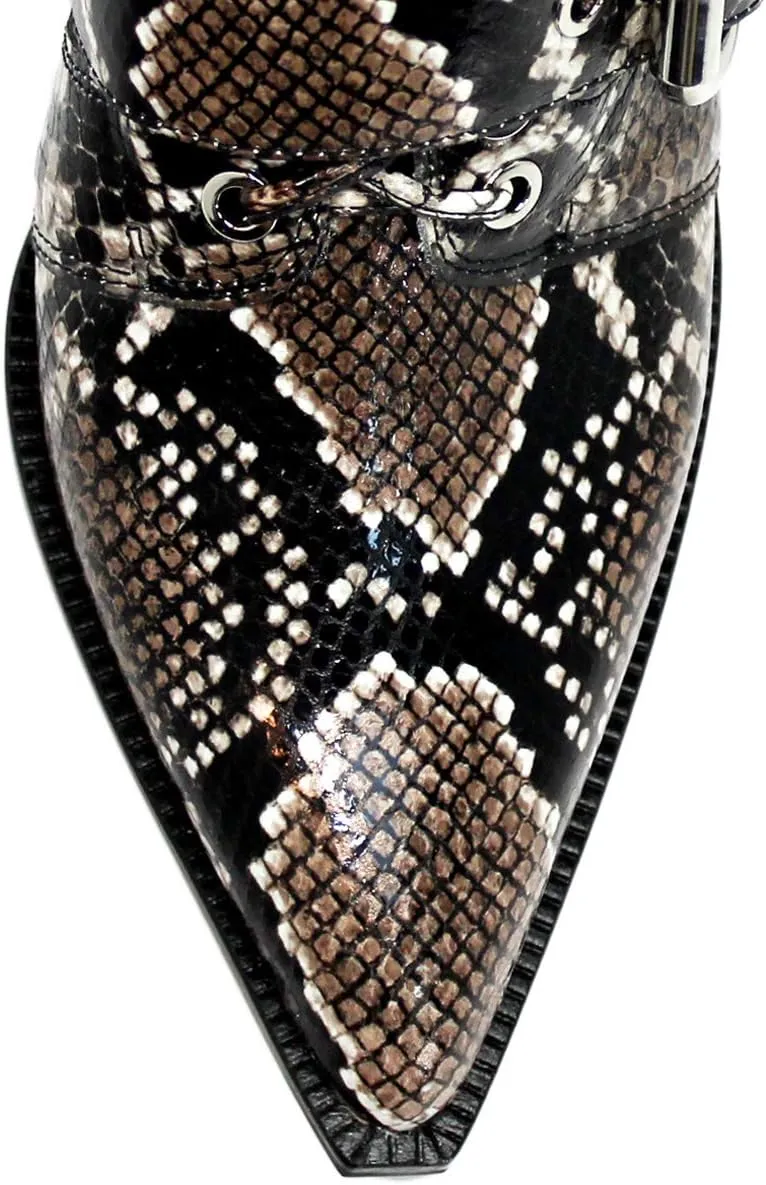 Jeffrey Campbell Women's Caceres Boots, Brown White Snake Black