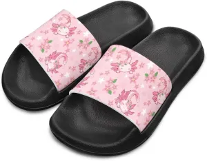 Jeiento Boys Slide Sandals Cartoon Children Open Toe Beach Slides Indoor Outdoor Axolotl Slippers Lightweight Anti Slip Pool Shower Shoes