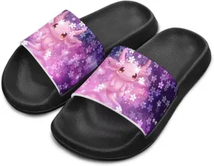 Jeiento Boys Slide Sandals Cartoon Children Open Toe Beach Slides Indoor Outdoor Axolotl Slippers Lightweight Anti Slip Pool Shower Shoes