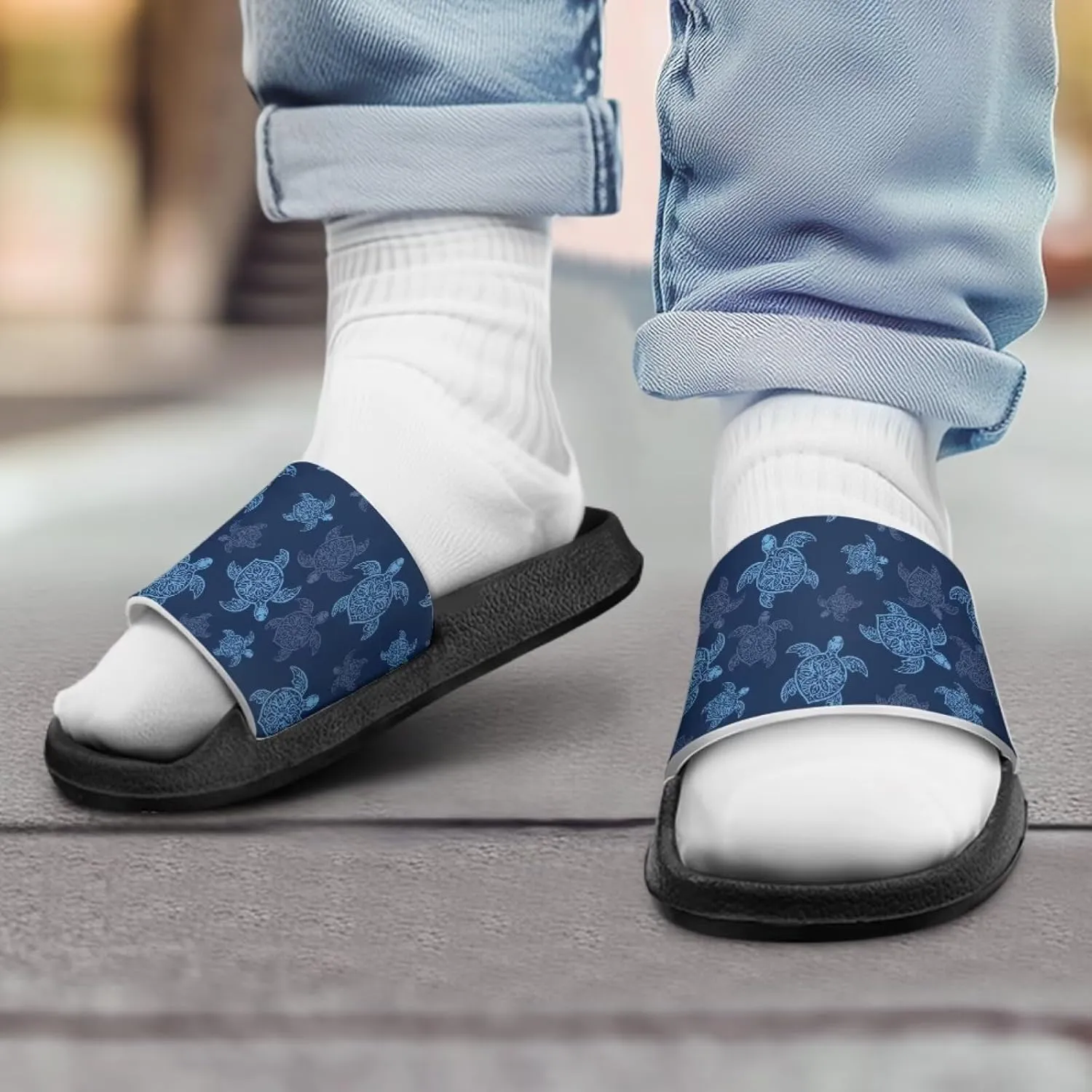 Jeiento Cartoon Slides for Kids Age 4-8,Shark Slide Slippers Little Girl Beach Sandals Anti Slip Children Shower Shoes