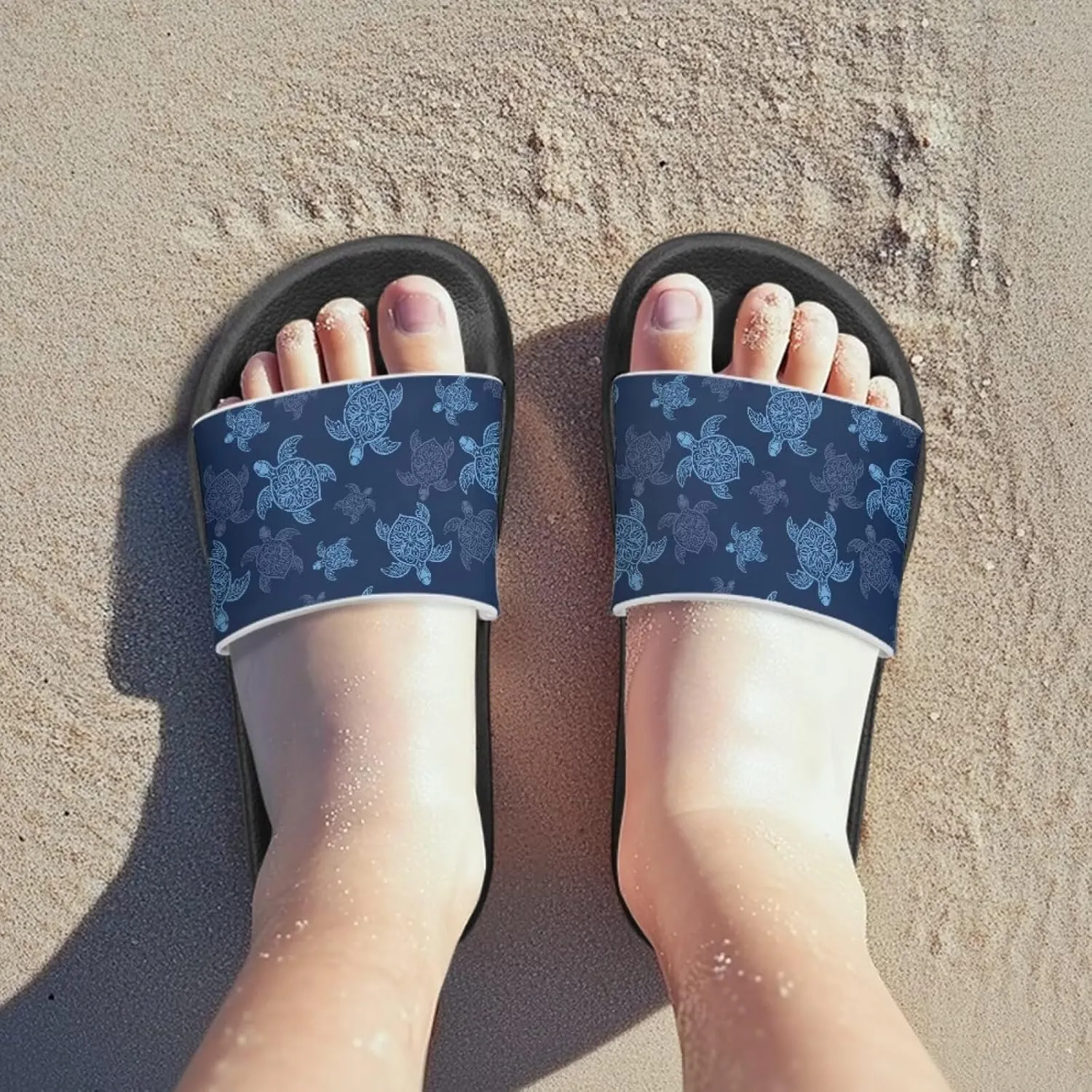 Jeiento Cartoon Slides for Kids Age 4-8,Shark Slide Slippers Little Girl Beach Sandals Anti Slip Children Shower Shoes