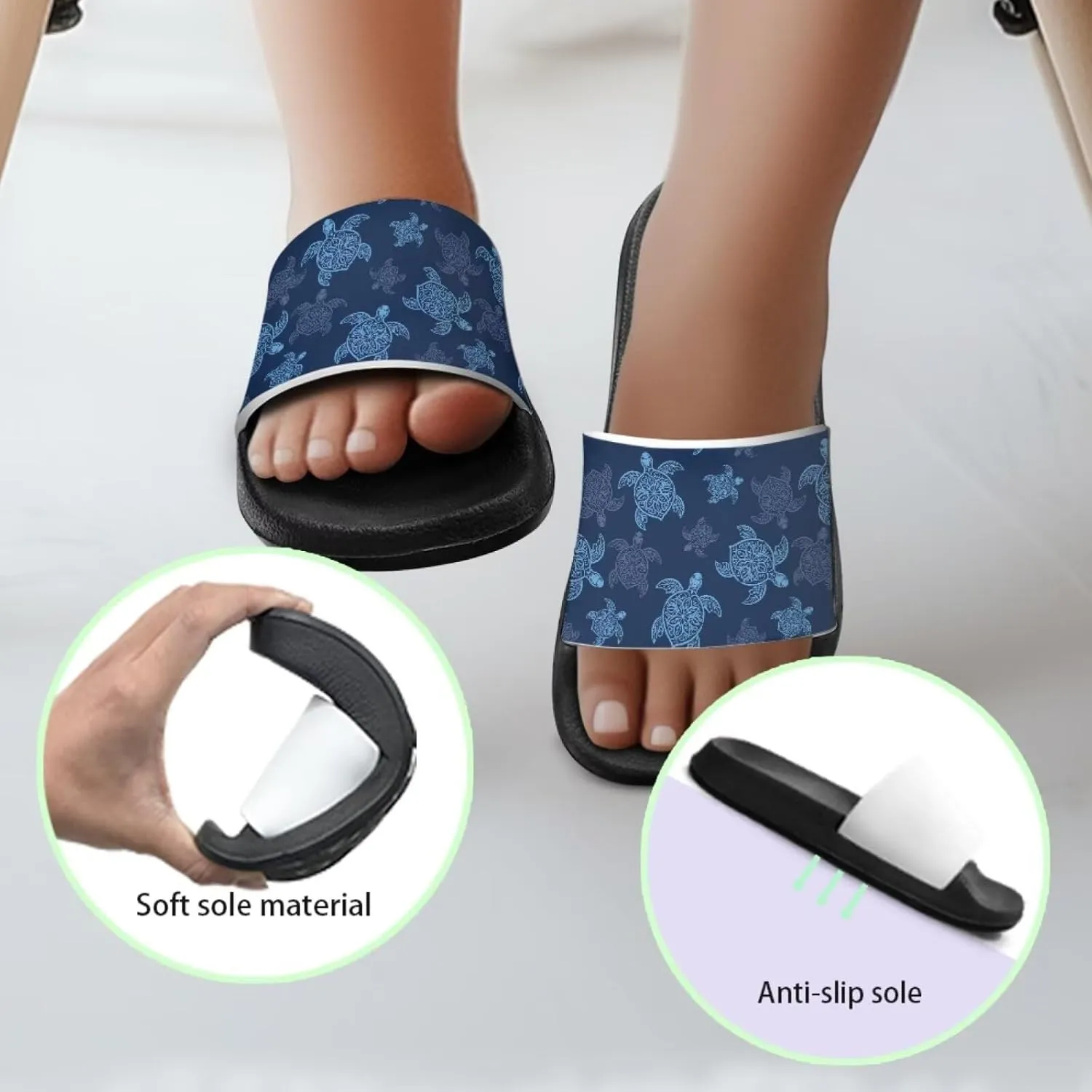 Jeiento Cartoon Slides for Kids Age 4-8,Shark Slide Slippers Little Girl Beach Sandals Anti Slip Children Shower Shoes