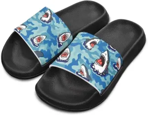 Jeiento Cartoon Slides for Kids Age 4-8,Shark Slide Slippers Little Girl Beach Sandals Anti Slip Children Shower Shoes