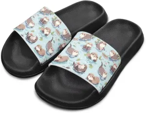 Jeiento Cartoon Slides for Kids Age 4-8,Shark Slide Slippers Little Girl Beach Sandals Anti Slip Children Shower Shoes