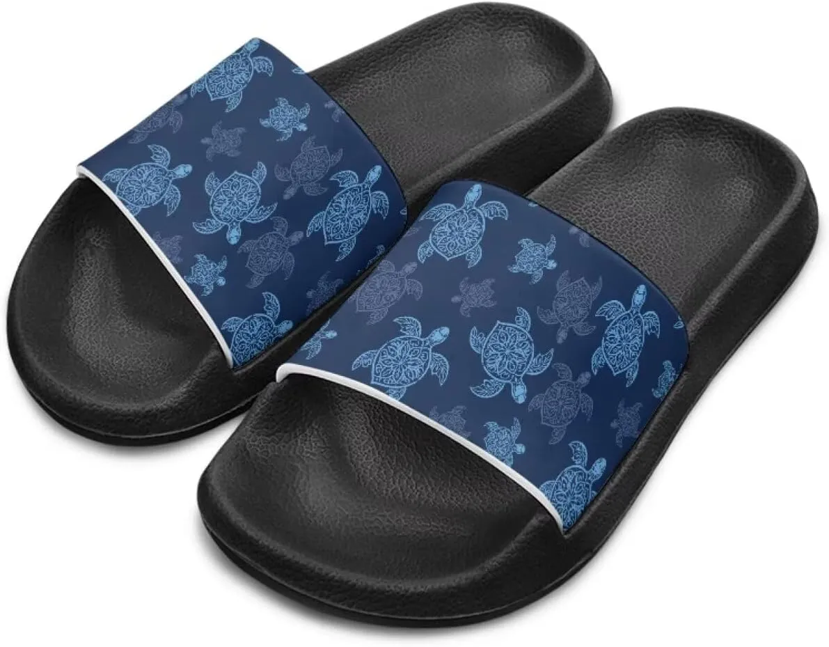 Jeiento Cartoon Slides for Kids Age 4-8,Shark Slide Slippers Little Girl Beach Sandals Anti Slip Children Shower Shoes