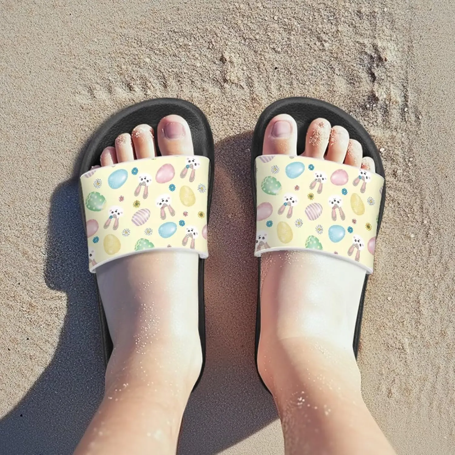 Jeiento Cartoon Slides for Kids Non-Slip Summer Slippers Lightweight Children Sandals for Beach, Pool, Shower,Rabbit Holiday Shoes