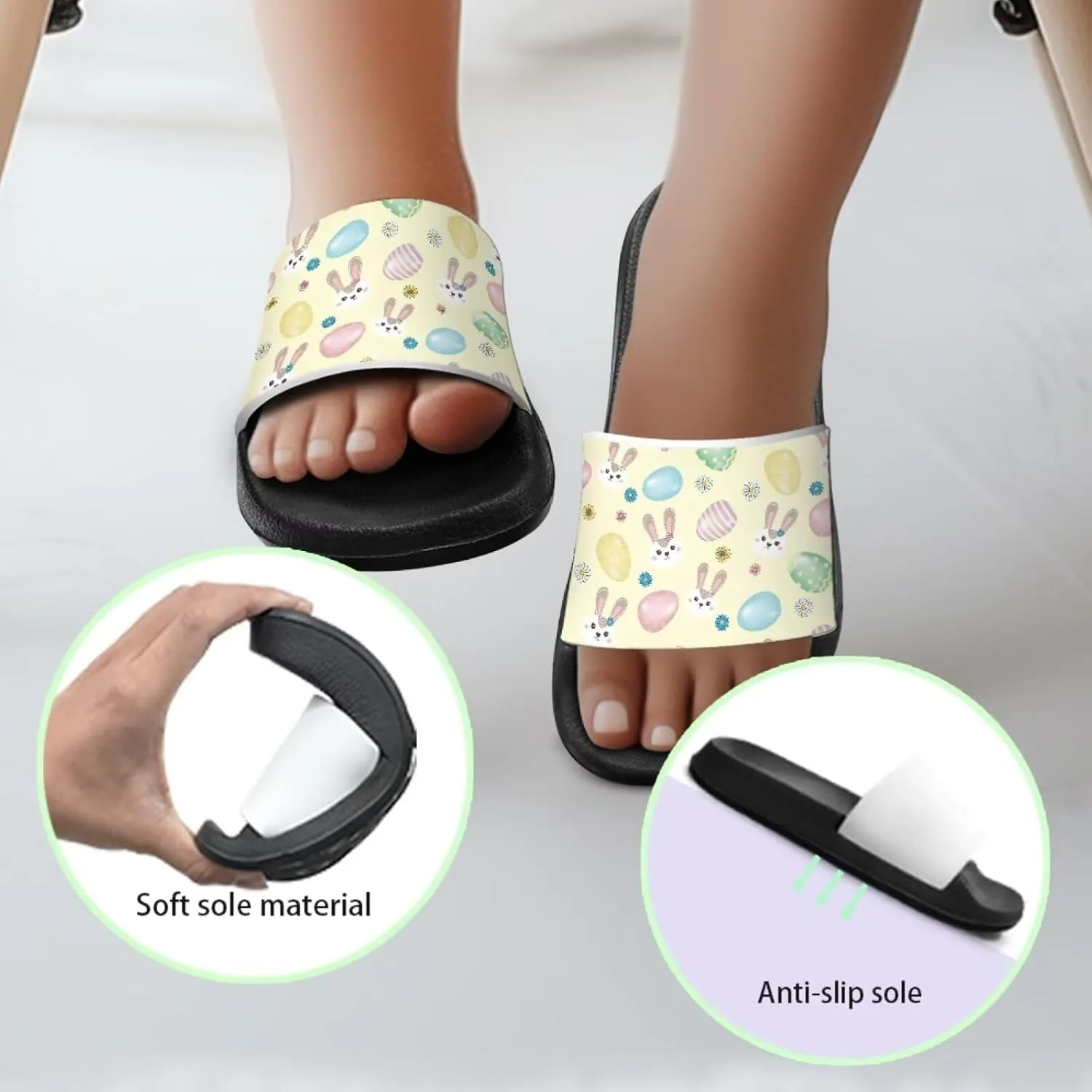 Jeiento Cartoon Slides for Kids Non-Slip Summer Slippers Lightweight Children Sandals for Beach, Pool, Shower,Rabbit Holiday Shoes