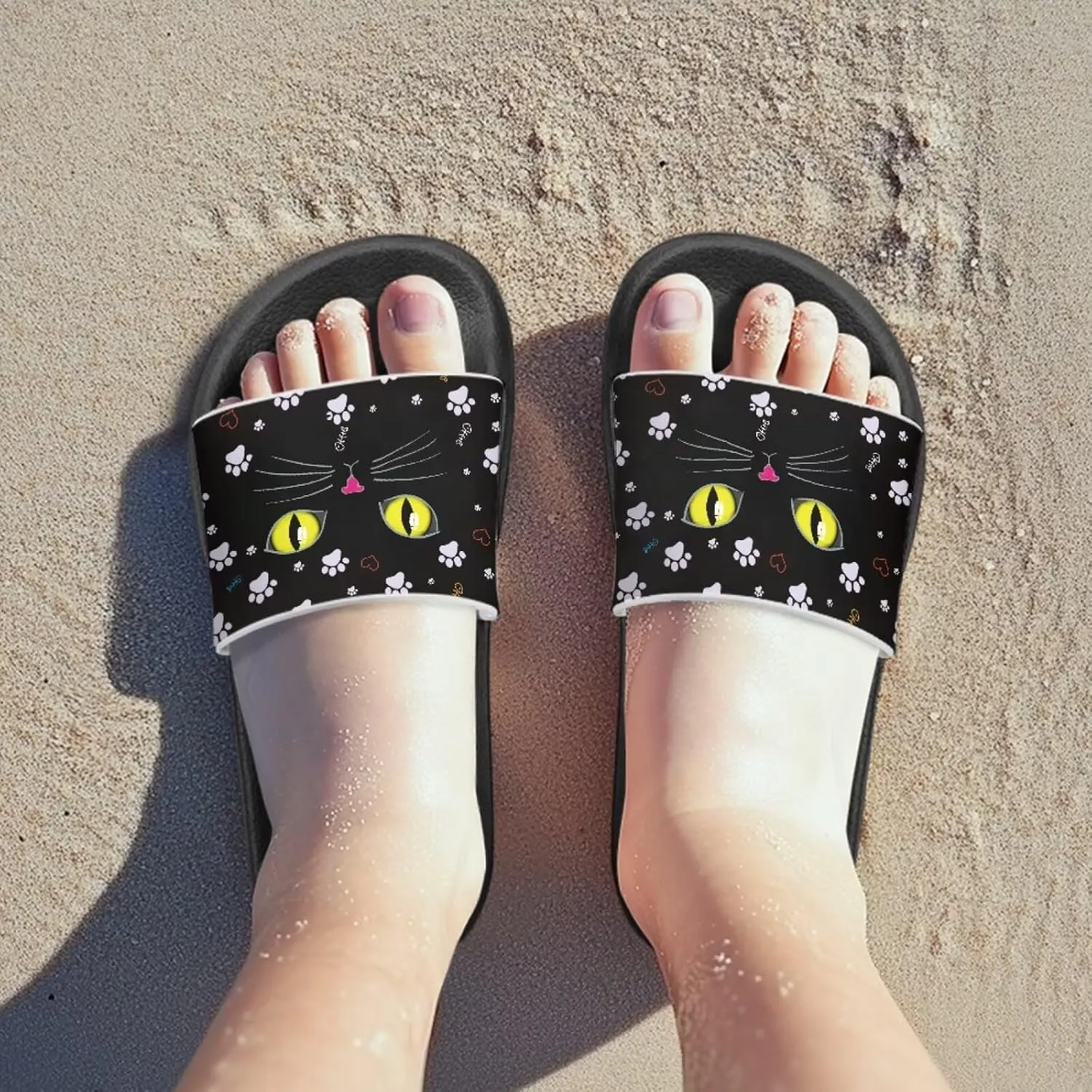 Jeiento Kids Cat Slide Sandals Comfort Sport Slippers Lightweight Non Slip Beach Sandals Children Shower Shoes