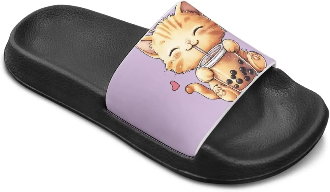 Jeiento Kids Cat Slide Sandals Comfort Sport Slippers Lightweight Non Slip Beach Sandals Children Shower Shoes
