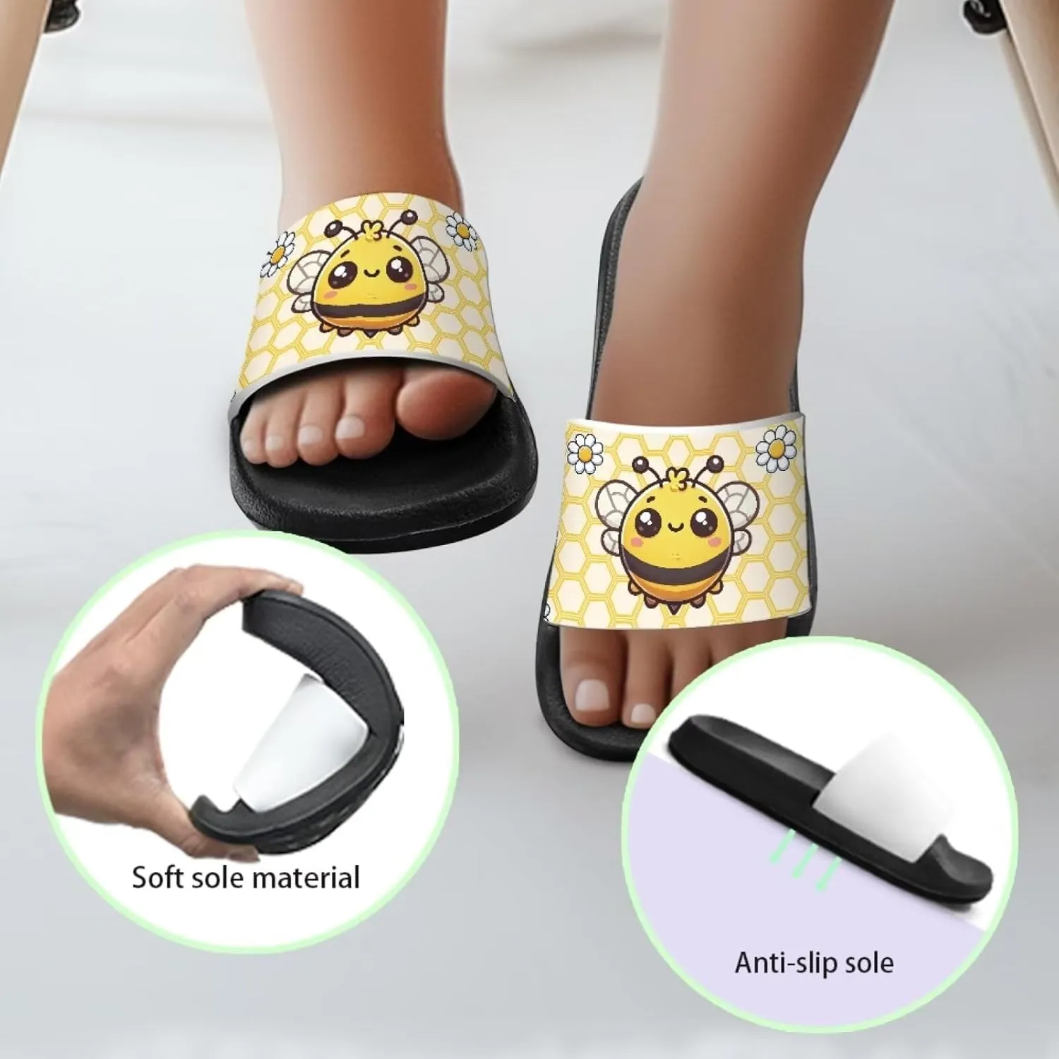 Jeiento Kids Slides for Boy Girl Soft Comfort Children Home Shoes Non-Slip Novelty Open Toe Sandal Youth Shower Shoes