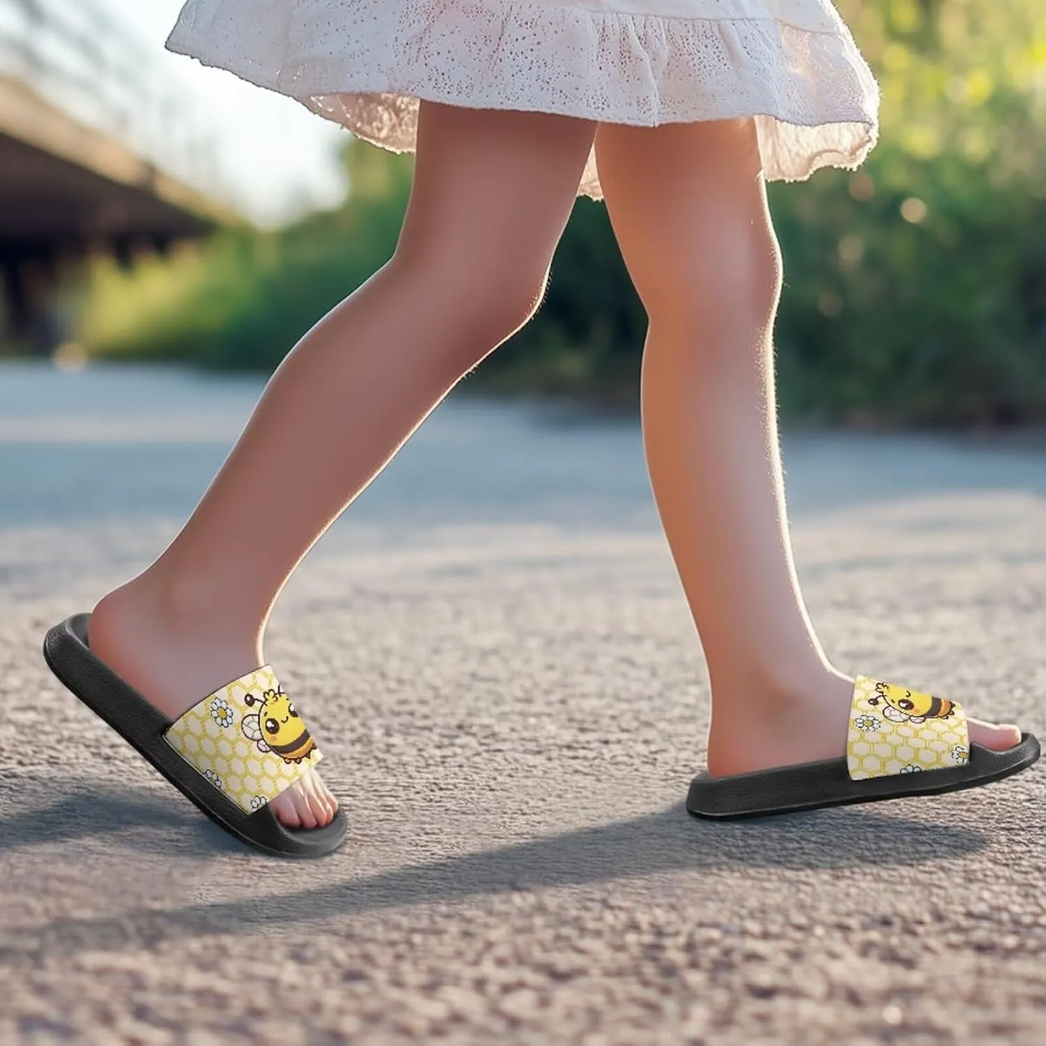 Jeiento Kids Slides for Boy Girl Soft Comfort Children Home Shoes Non-Slip Novelty Open Toe Sandal Youth Shower Shoes