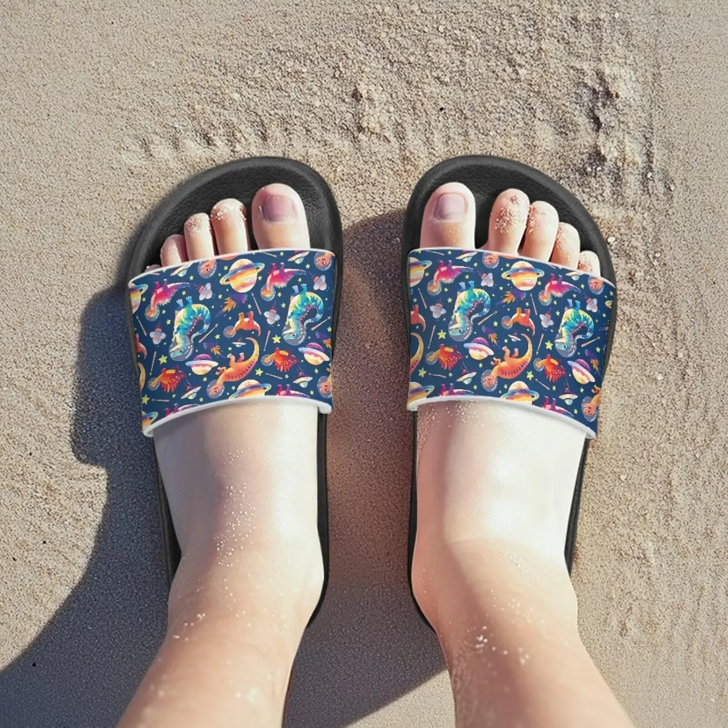 Jeiento Kids Slides for Boy Girl Soft Comfort Children Home Shoes Non-Slip Novelty Open Toe Sandal Youth Shower Shoes