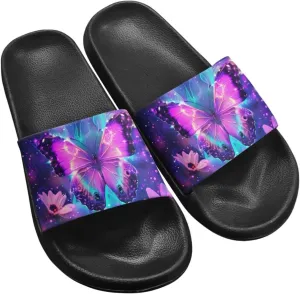 Jeiento Open Toe Slippers for Women Butterfly Slides Sandal Non Slip Rubber Sole Shower Shoes for Bathroom,Beach,Pool