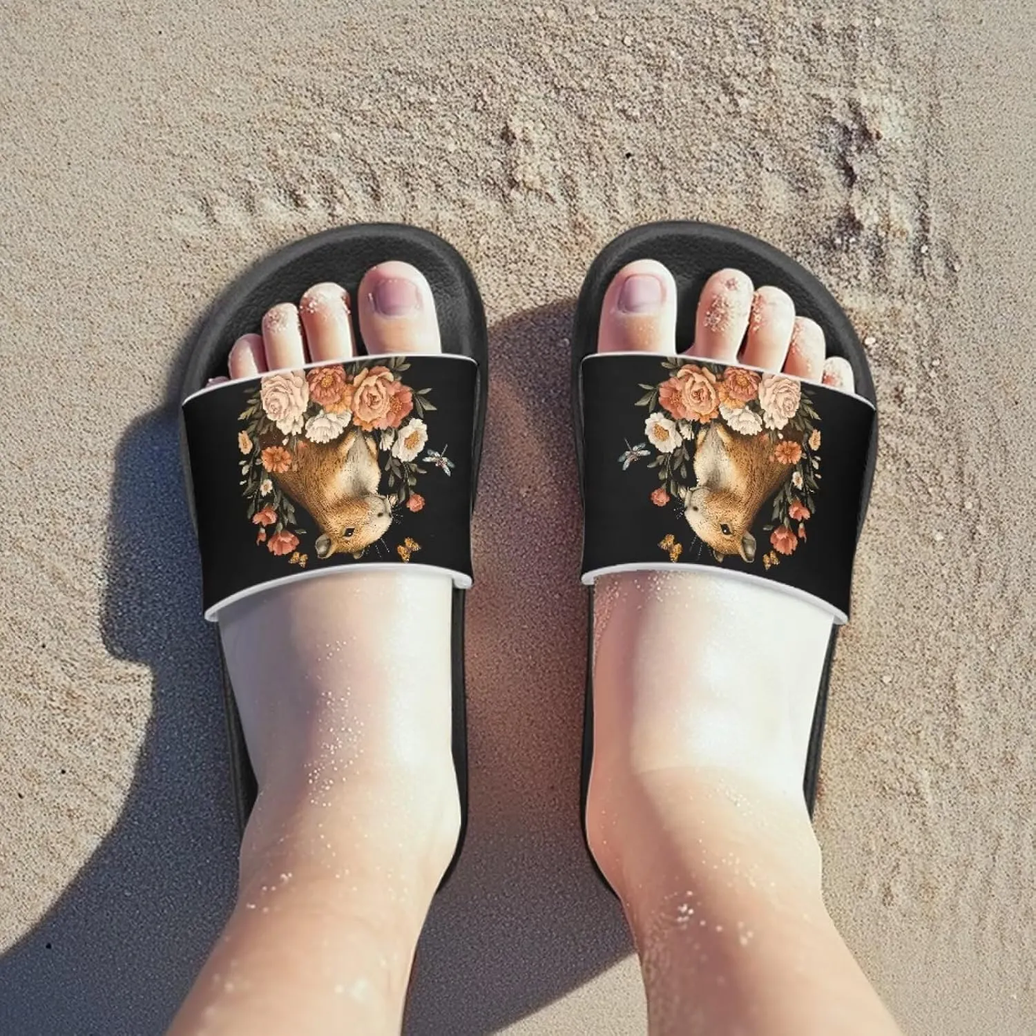 Jeiento Unisex Children Sandals Thick Sole Comfort Footed Casual Slide Open Toe Flat Sandals for Beach,Pool,Bathroom