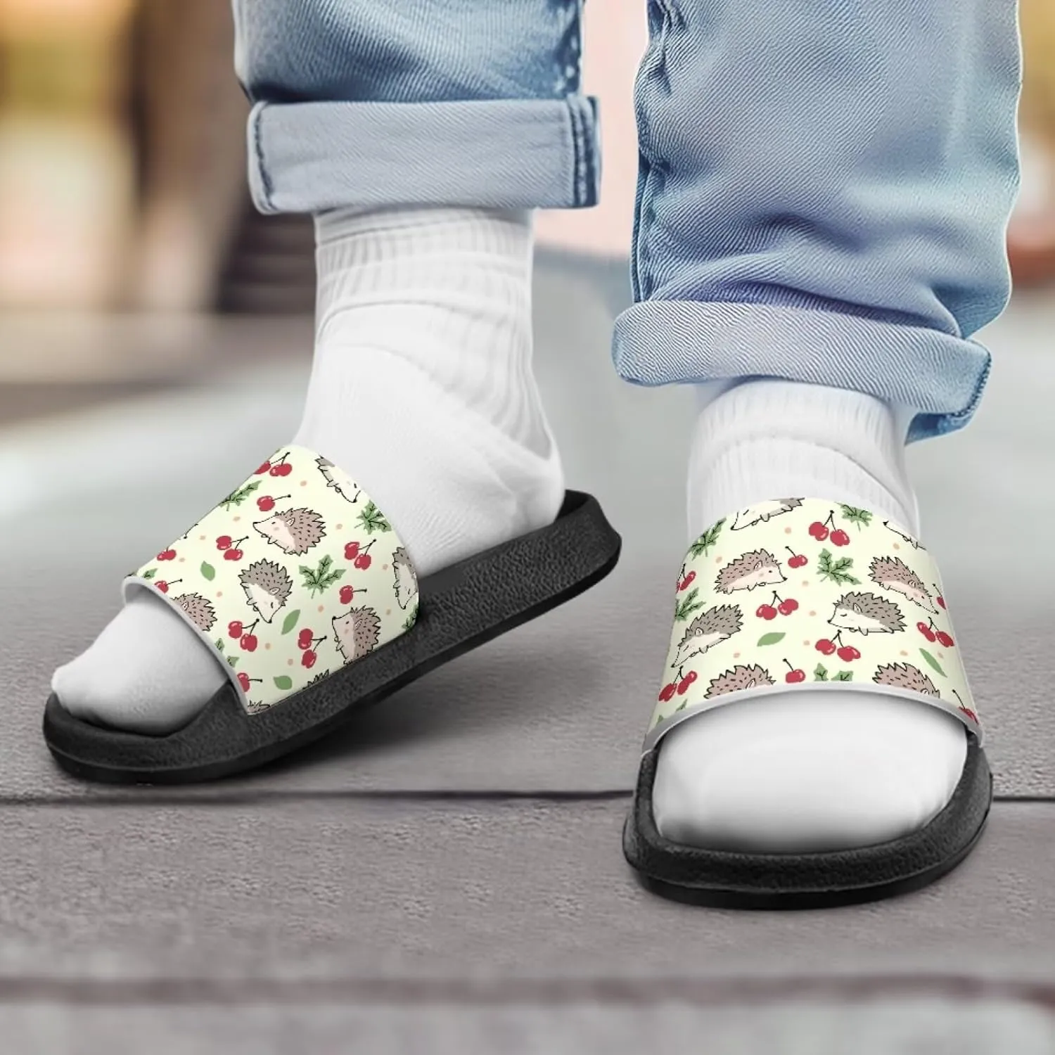 Jeiento Unisex Children Sandals Thick Sole Comfort Footed Casual Slide Open Toe Flat Sandals for Beach,Pool,Bathroom