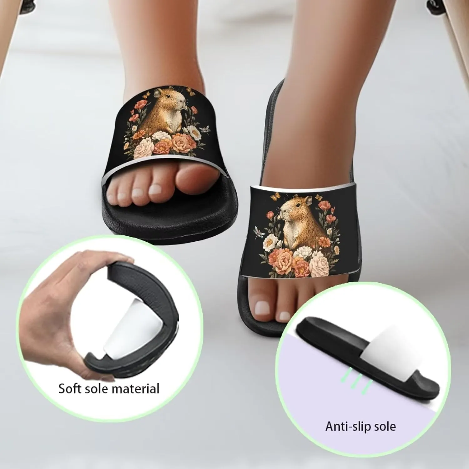 Jeiento Unisex Children Sandals Thick Sole Comfort Footed Casual Slide Open Toe Flat Sandals for Beach,Pool,Bathroom