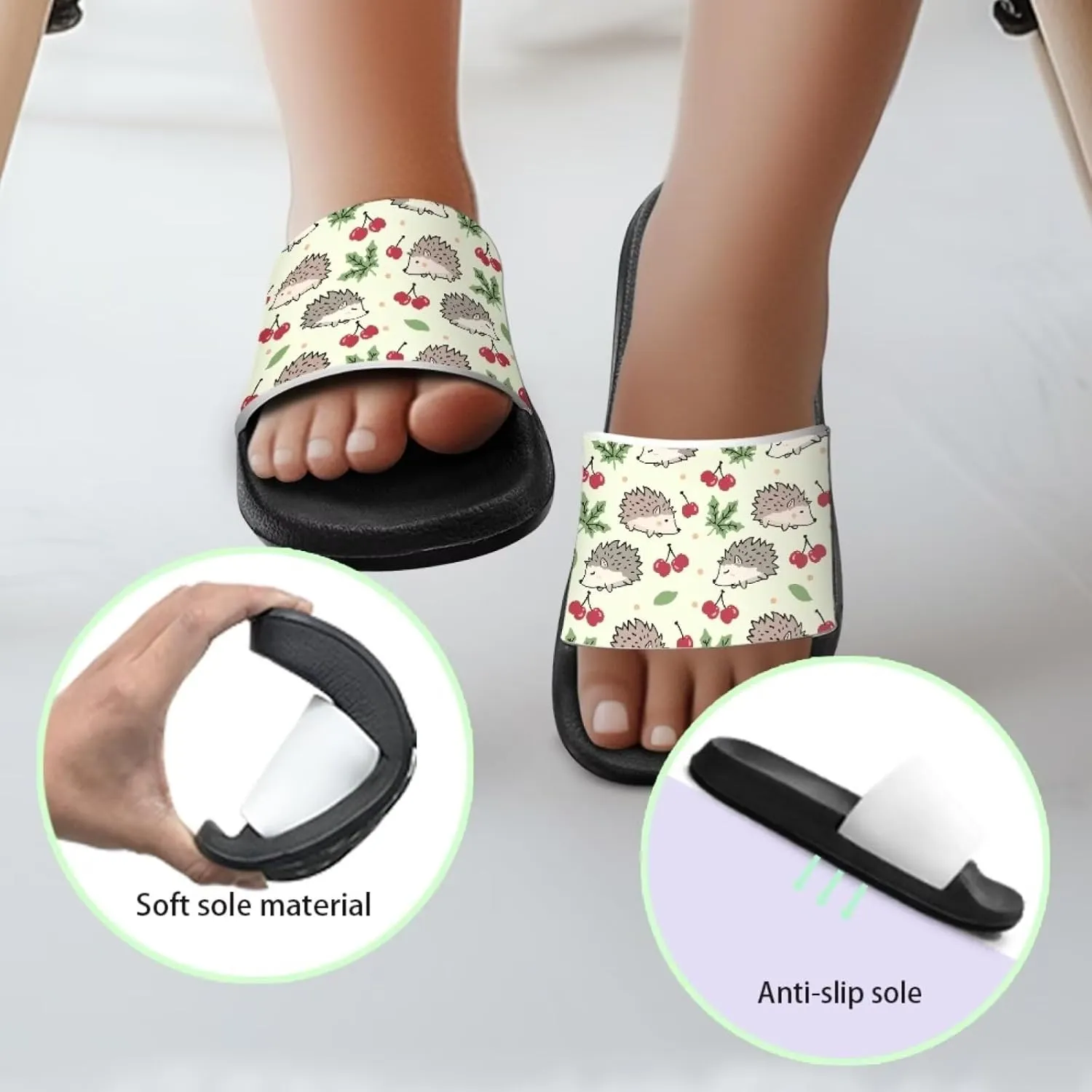 Jeiento Unisex Children Sandals Thick Sole Comfort Footed Casual Slide Open Toe Flat Sandals for Beach,Pool,Bathroom