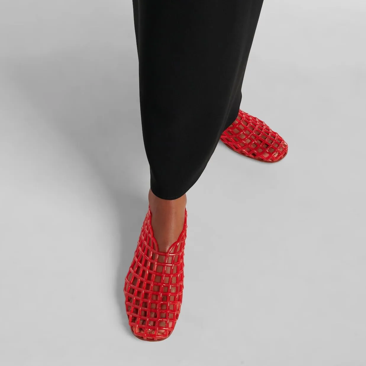Jelly Mesh Ballet Flats for Women, Red Summer Sandals with Mesh Mary Jane Flats, Ladies Breathable Casual Footwear