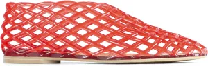Jelly Mesh Ballet Flats for Women, Red Summer Sandals with Mesh Mary Jane Flats, Ladies Breathable Casual Footwear