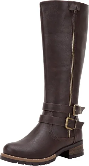 Jeossy 9660 Knee High Boots for Women, Classic Tall Riding Boots Low Heel with Inside Zipper Works and Outside Zip Decorative