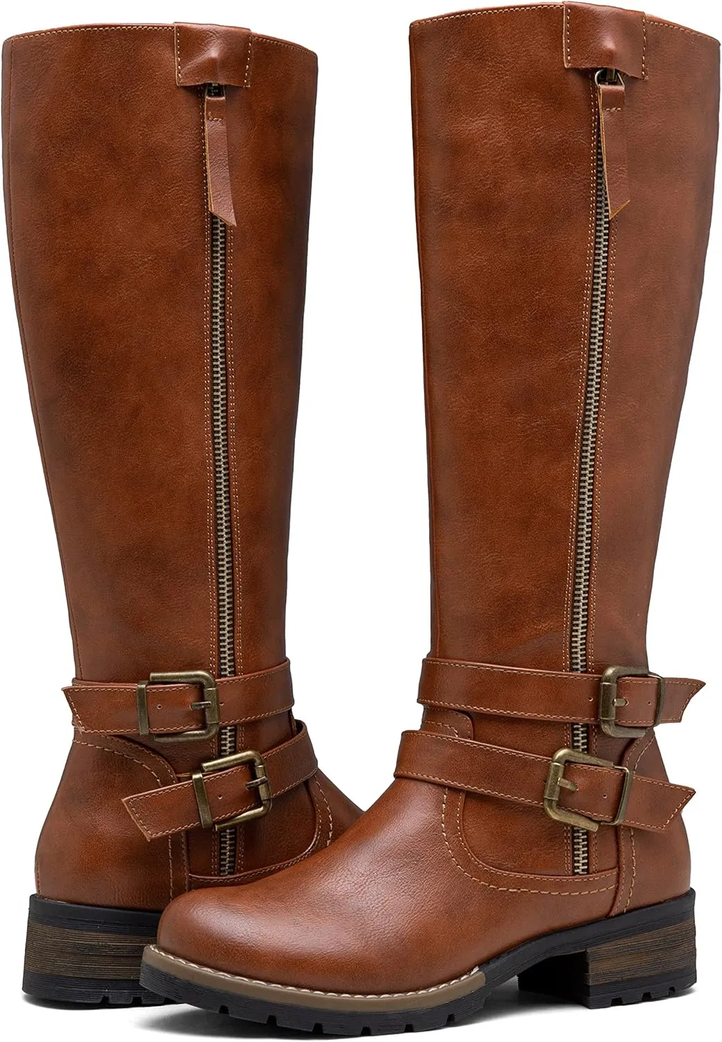 Jeossy 9660 Knee High Boots for Women, Classic Tall Riding Boots Low Heel with Inside Zipper Works and Outside Zip Decorative