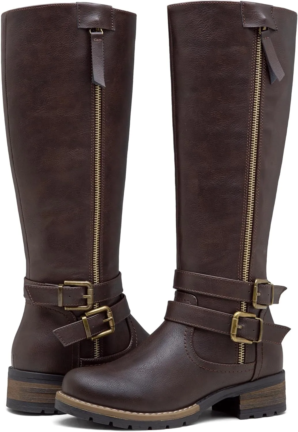 Jeossy 9660 Knee High Boots for Women, Classic Tall Riding Boots Low Heel with Inside Zipper Works and Outside Zip Decorative