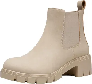 Jeossy Womens 9606 Chelsea Ankle Boots, Platform Chunky Low Heel Slip on Booties, Lug Sole Fashion Short Boots