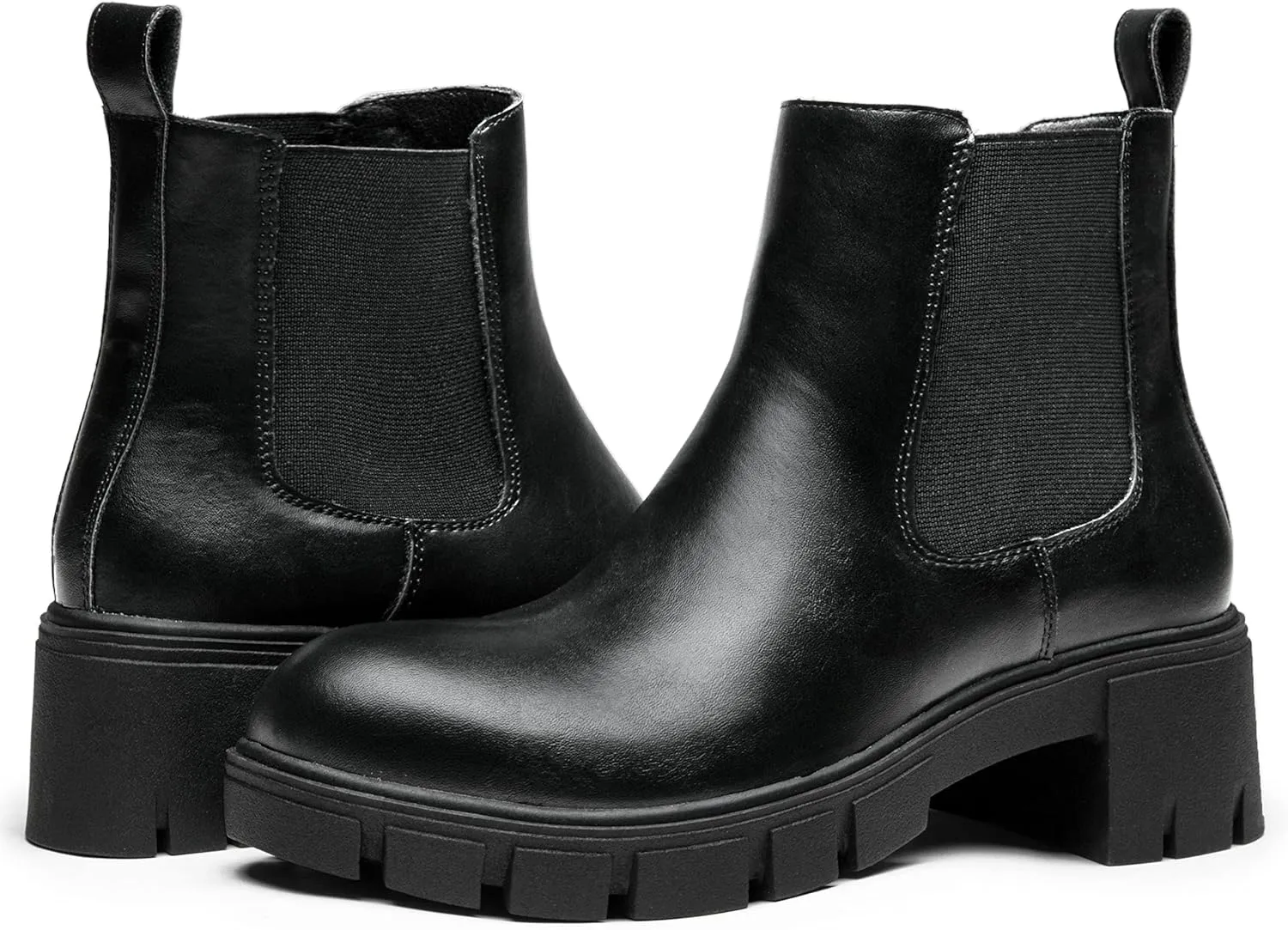 Jeossy Womens 9606 Chelsea Ankle Boots, Platform Chunky Low Heel Slip on Booties, Lug Sole Fashion Short Boots