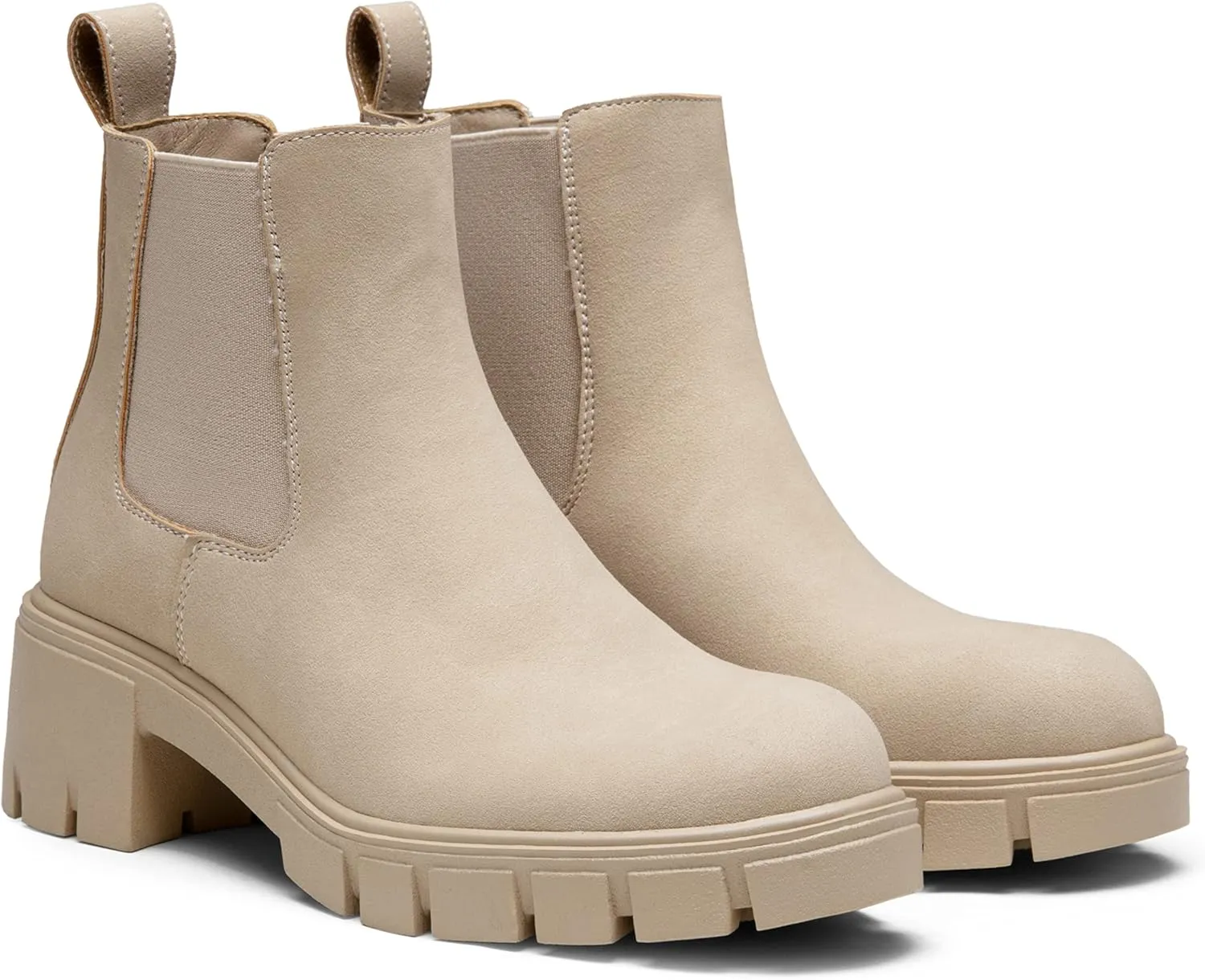 Jeossy Womens 9606 Chelsea Ankle Boots, Platform Chunky Low Heel Slip on Booties, Lug Sole Fashion Short Boots