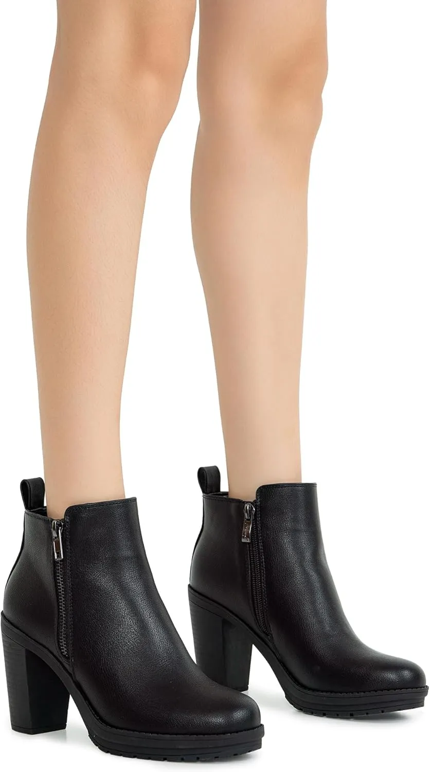 Jeossy Women's 9676 Ankle Booties Platform Chunky Heel Boots