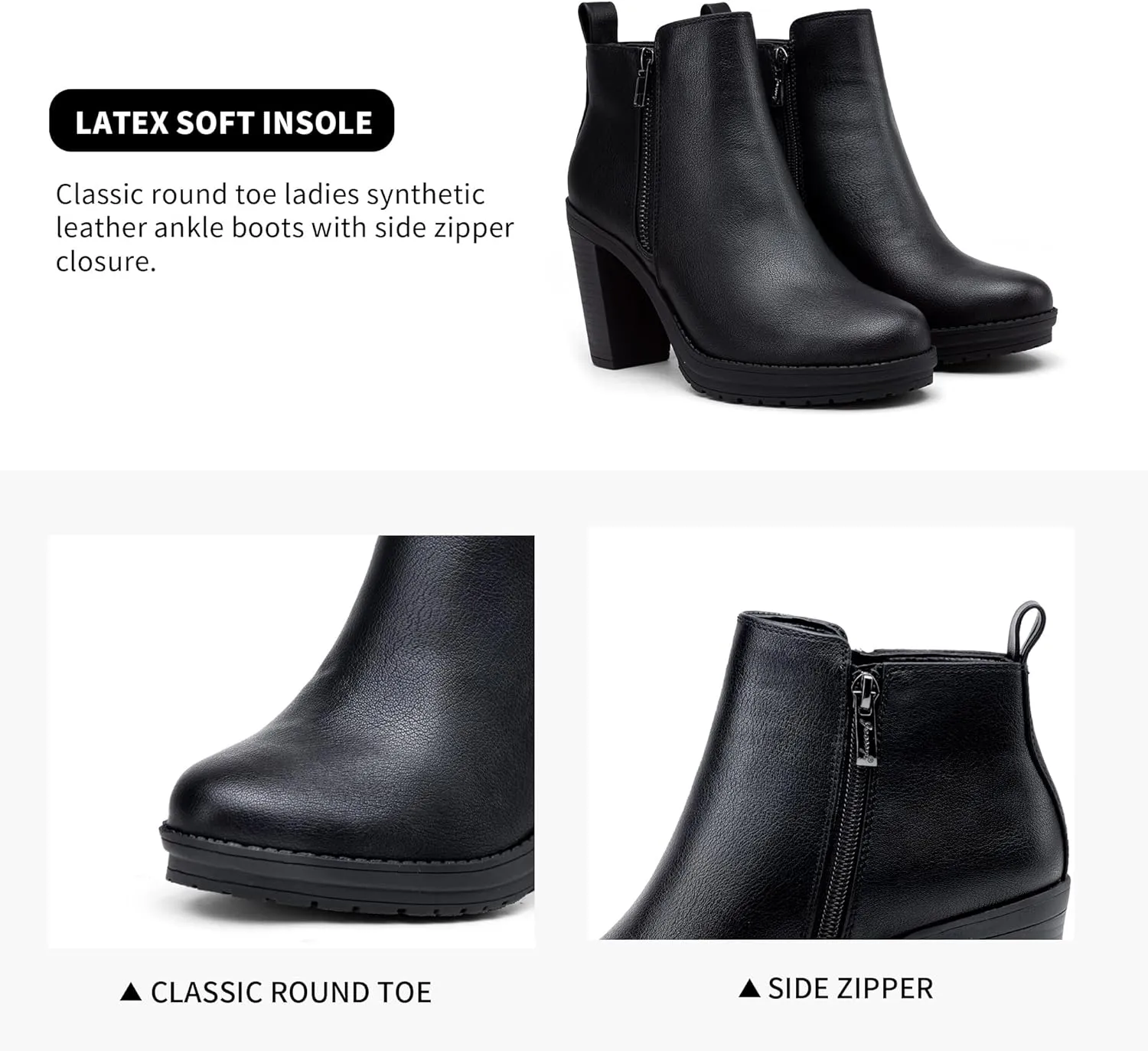 Jeossy Women's 9676 Ankle Booties Platform Chunky Heel Boots
