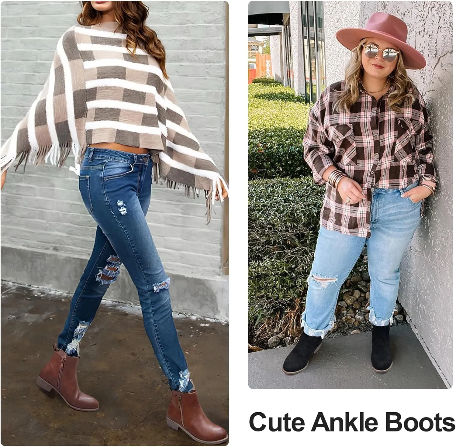 Jeossy Women's Ankle Boots, Classic Low Heeled Short Booties, Casual Comfortable Boots
