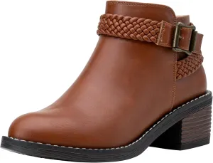 Jeossy Women's Ankle Boots, Low Heel Short Booties, Dress Fall Boots with Inner Zipper
