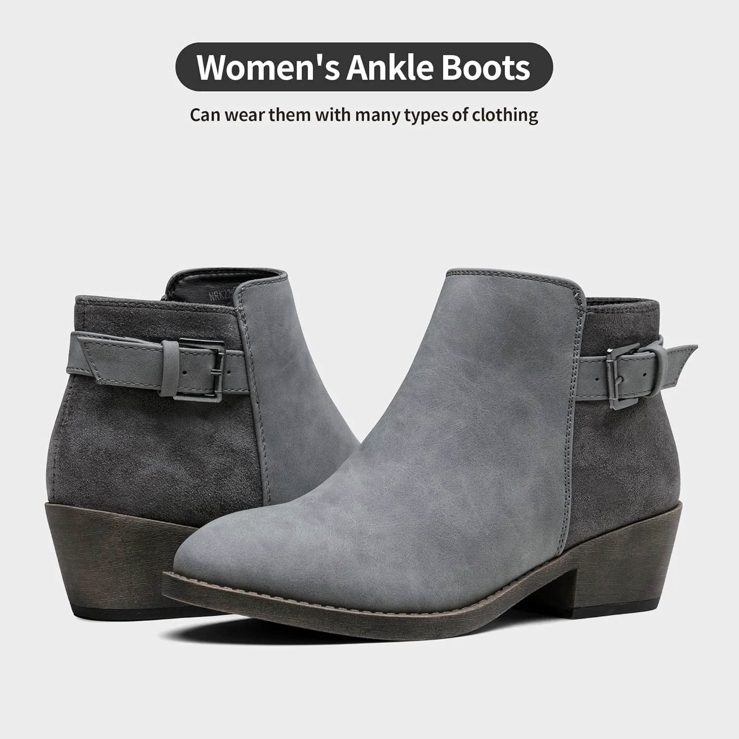 Jeossy Women’s Ankle Short Boots Western Chunky Low Heel Cowboy 9617 Booties with Zipper