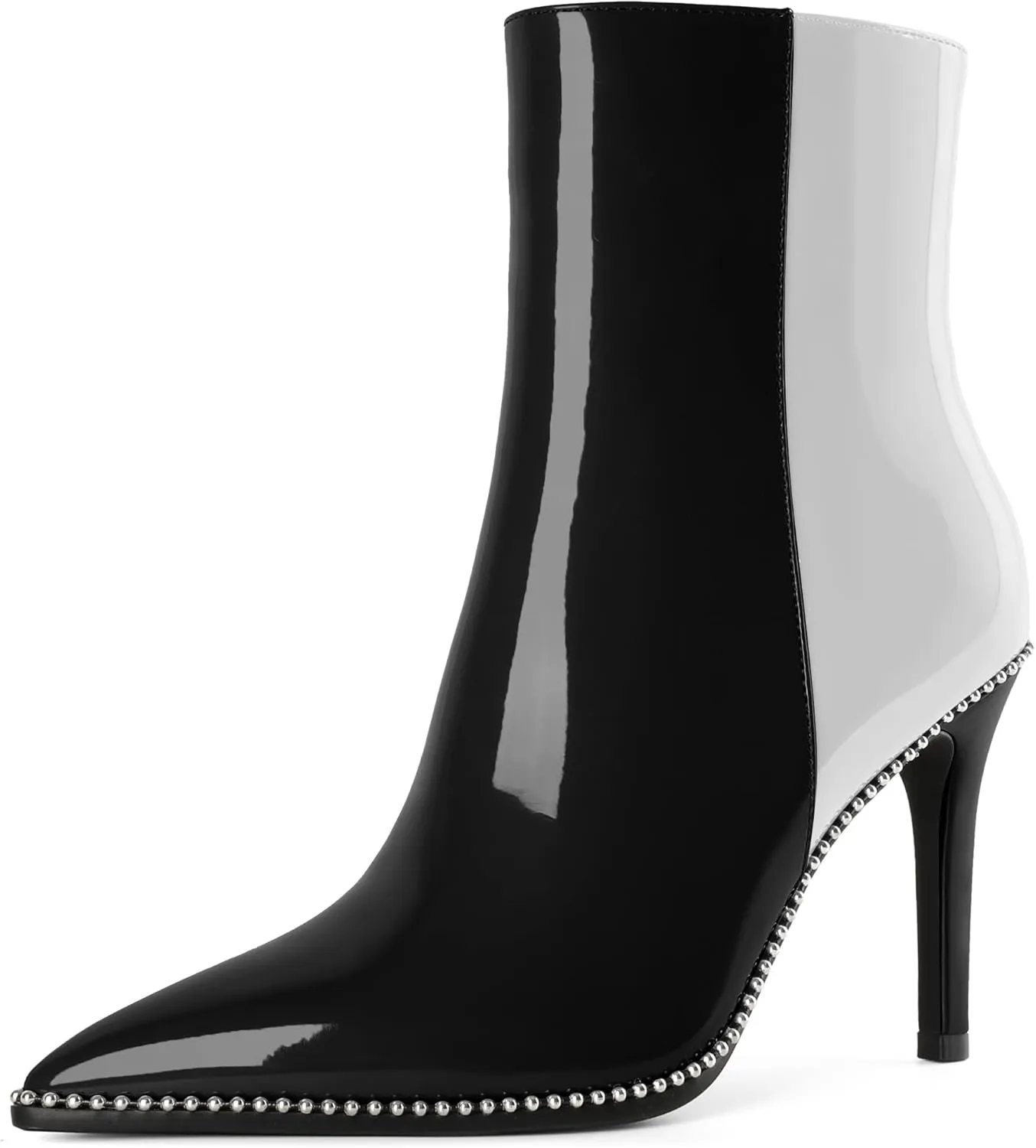 Joseywade Ankle Boots High Heel Boots Women Pointed Toe Stiletto Thin Slim Heel Booties Side Zipper Beaded Short Boots Shoes