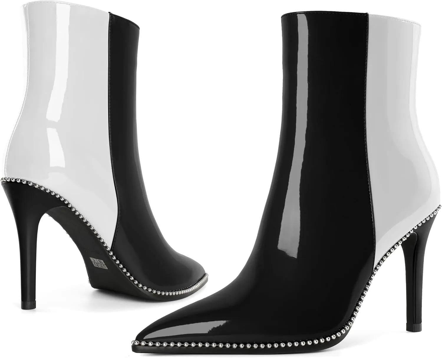 Joseywade Ankle Boots High Heel Boots Women Pointed Toe Stiletto Thin Slim Heel Booties Side Zipper Beaded Short Boots Shoes