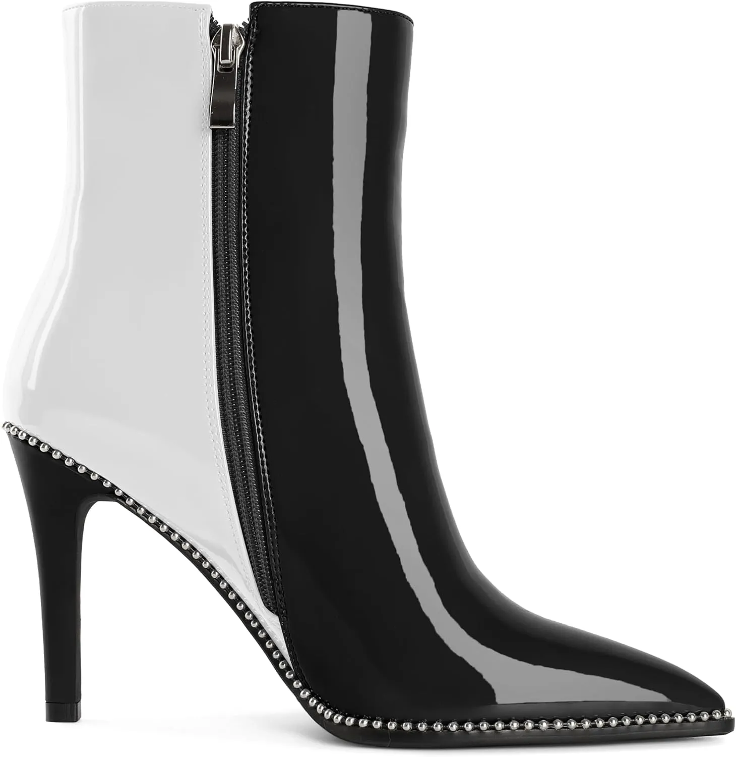 Joseywade Ankle Boots High Heel Boots Women Pointed Toe Stiletto Thin Slim Heel Booties Side Zipper Beaded Short Boots Shoes
