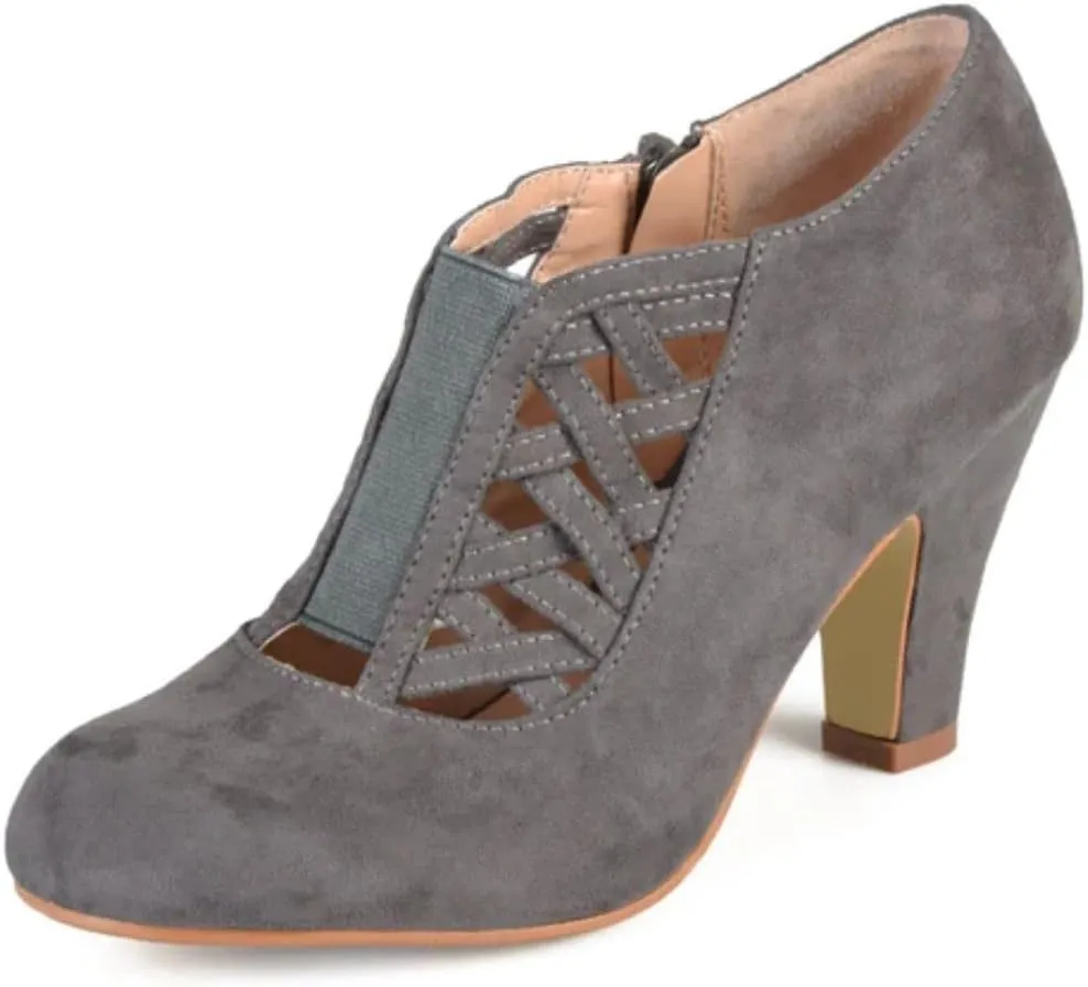 Journee Collection Women's Piper Wide Width Inside Zip Block Heel Booties - Grey - 10 Wide