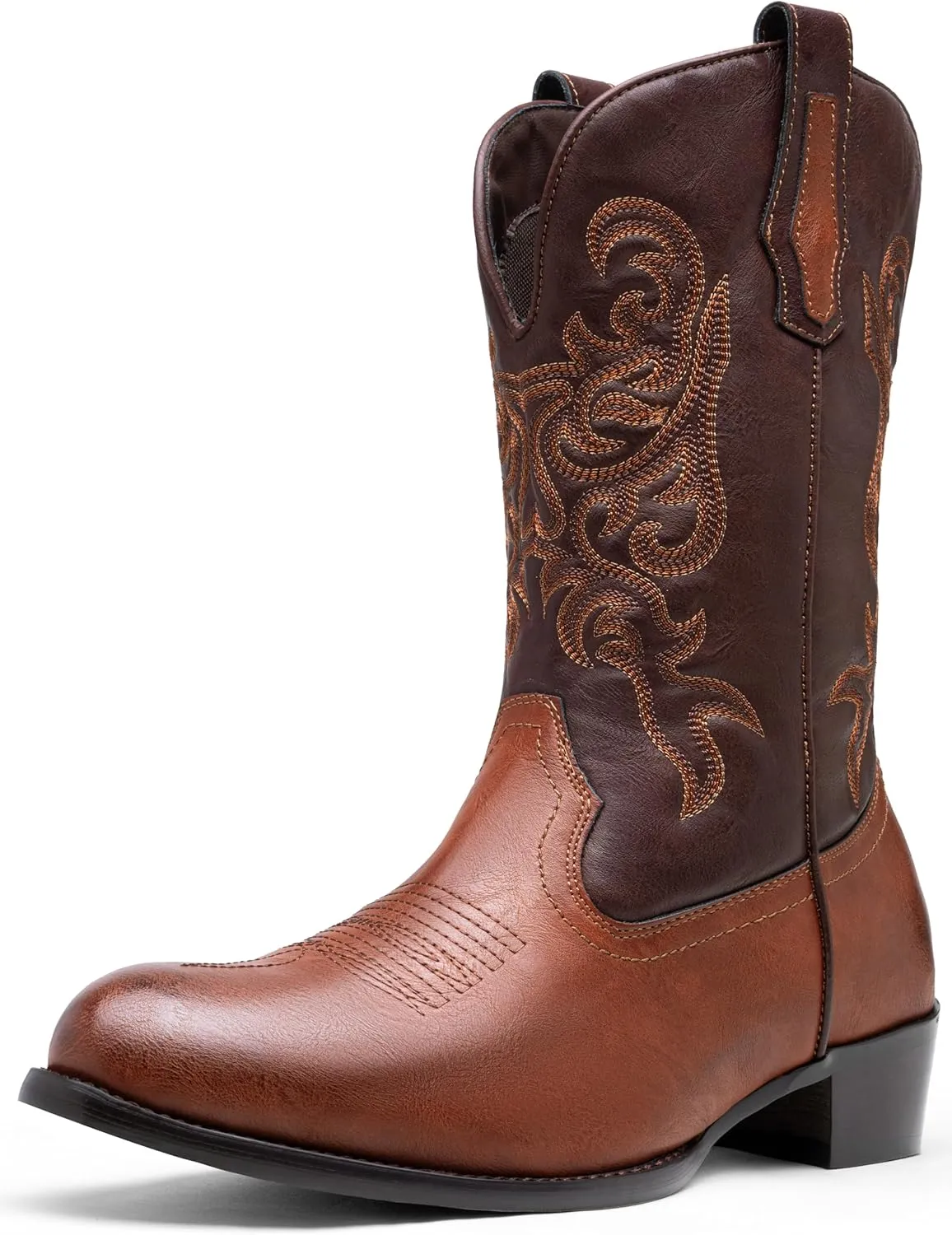 Jousen Cowboy Boots For Men Classic Western Embroidered Boots Retro Short Botas