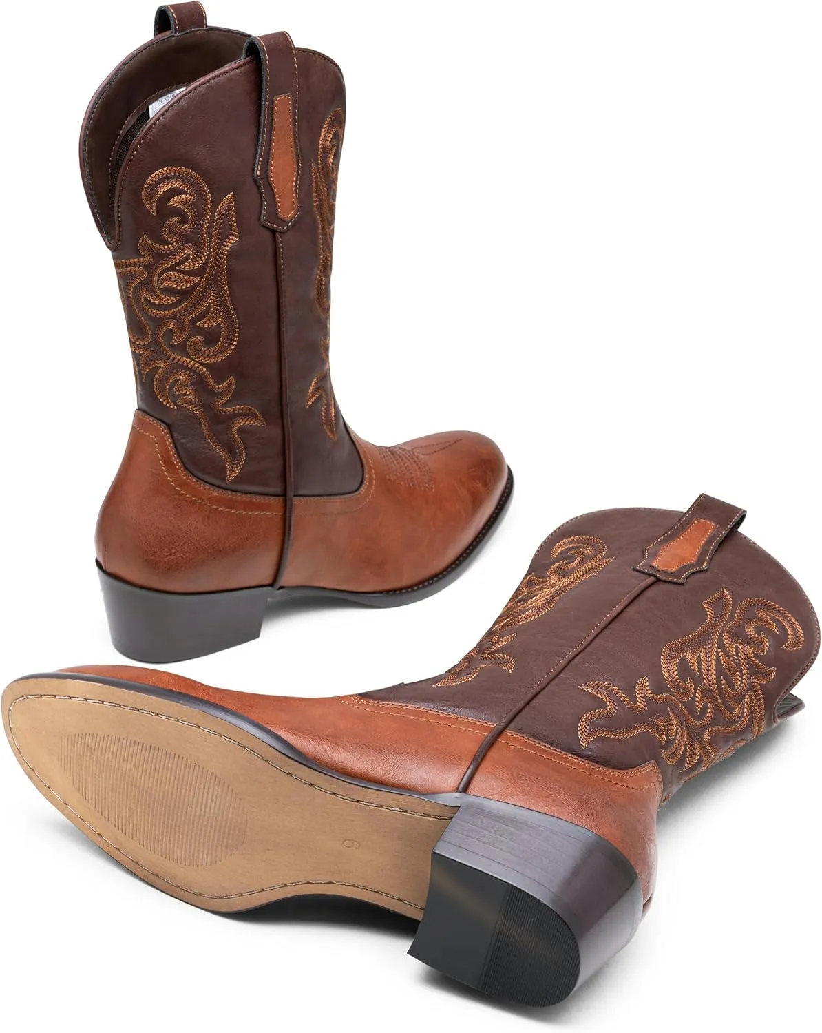 Jousen Cowboy Boots For Men Classic Western Embroidered Boots Retro Short Botas