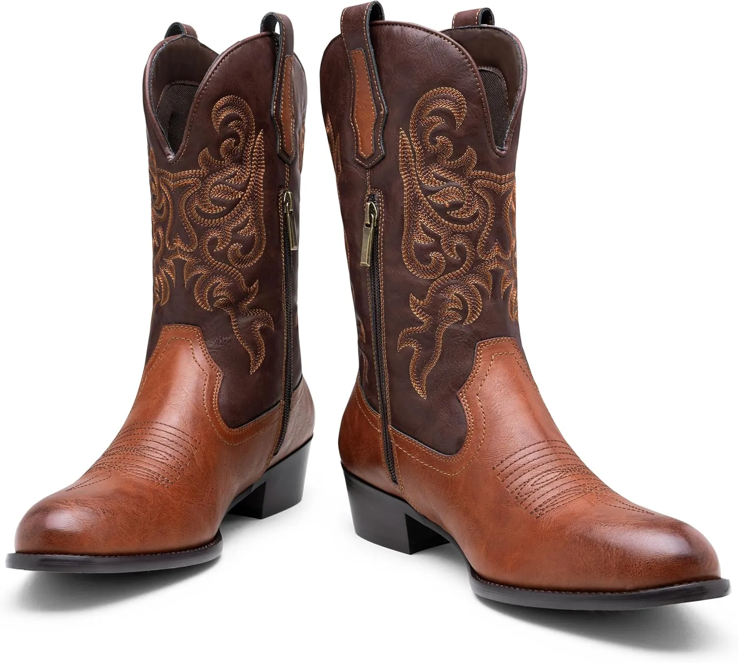 Jousen Cowboy Boots For Men Classic Western Embroidered Boots Retro Short Botas