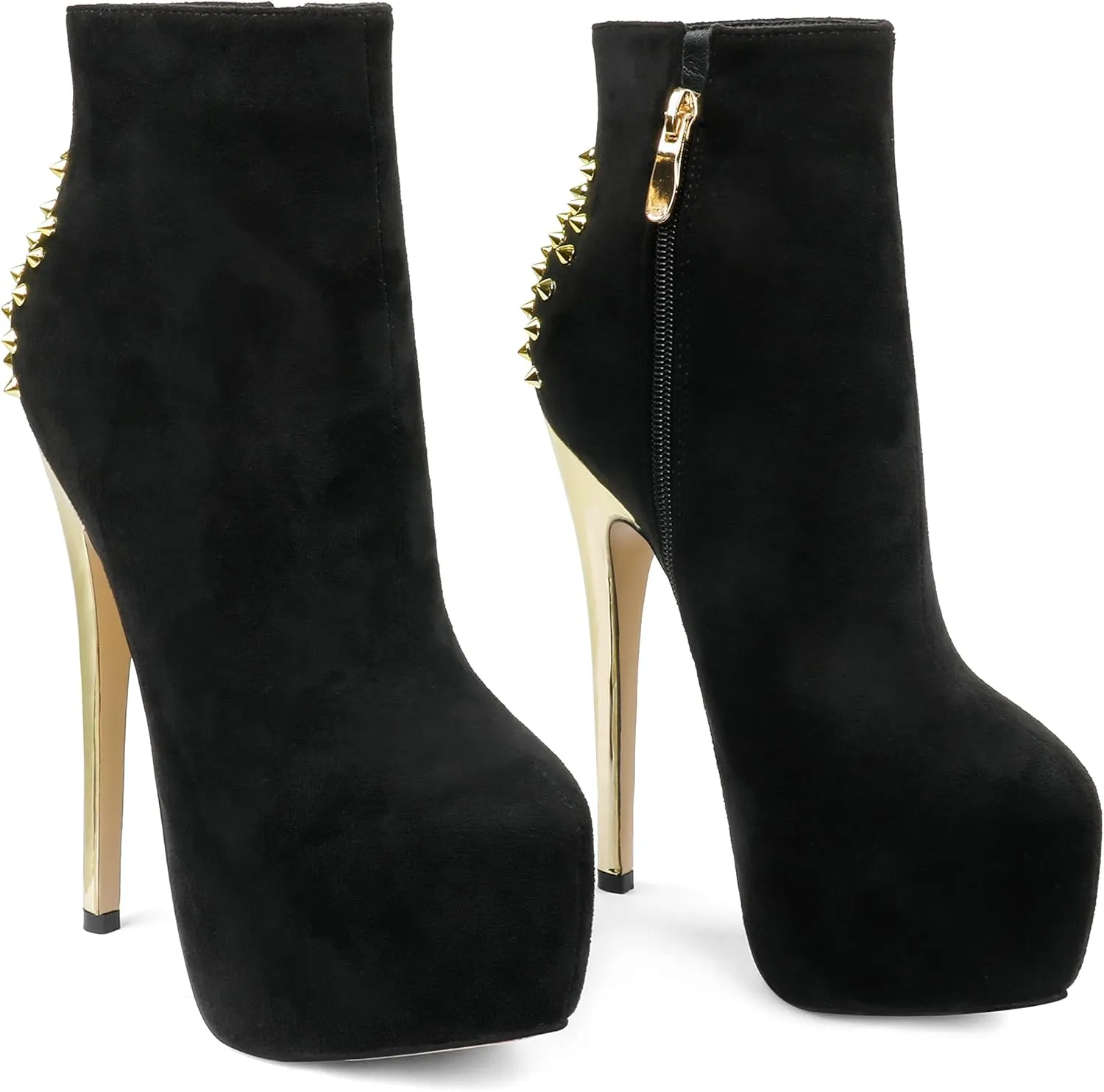 JOY IN LOVE Women's Platform Ankle Boots Zipper High Heels Shoes Short Booties