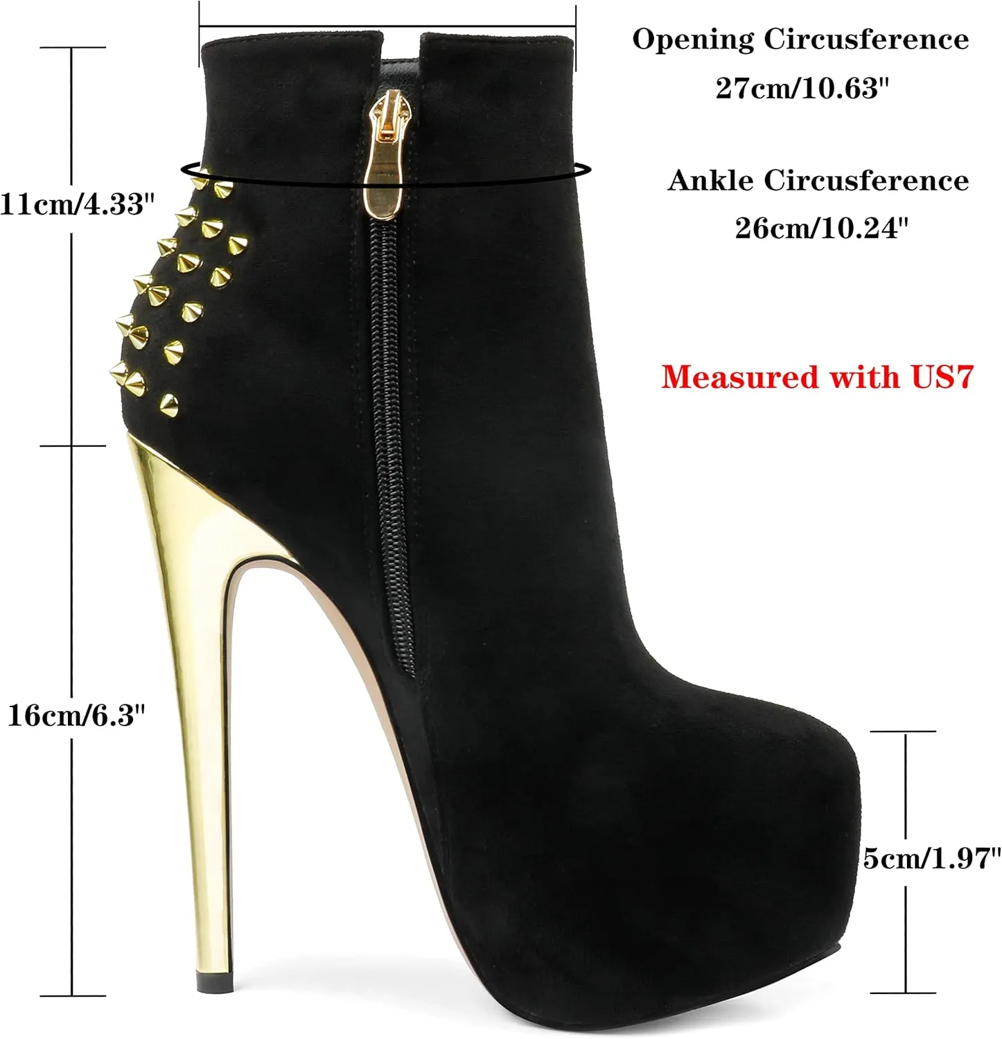 JOY IN LOVE Women's Platform Ankle Boots Zipper High Heels Shoes Short Booties