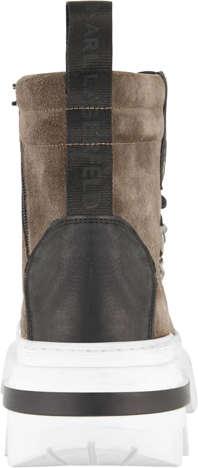 Karl Lagerfeld Paris Men's Side Zip Suede Hiking Boot Combat