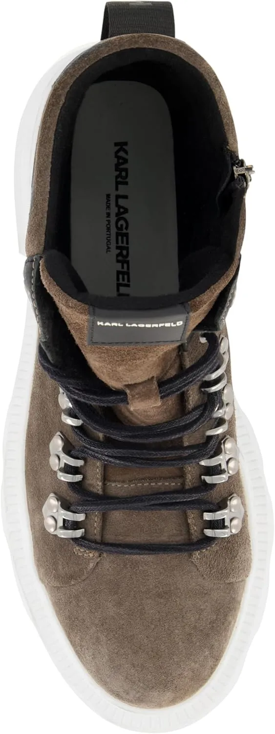 Karl Lagerfeld Paris Men's Side Zip Suede Hiking Boot Combat