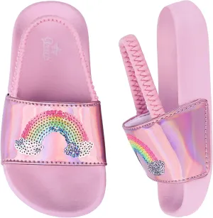 Kids Flip Flops Sandals Toddler Boys Girls Sequin Slides Shower Beach Pool Shoes Slip on Summer Slippers with Back Strap
