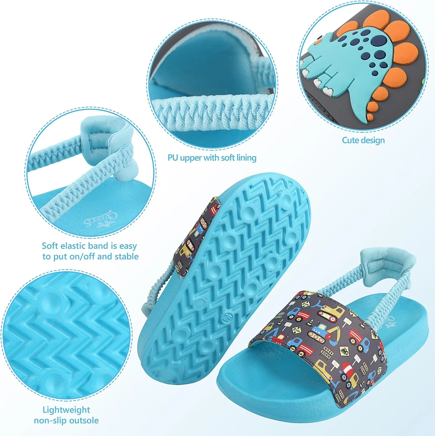 Kids Flip Flops Sandals Toddler Boys Girls Sequin Slides Shower Beach Pool Shoes Slip on Summer Slippers with Back Strap