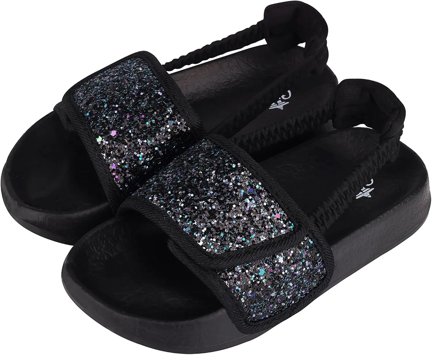 Kids Flip Flops Sandals Toddler Boys Girls Sequin Slides Shower Beach Pool Shoes Slip on Summer Slippers with Back Strap