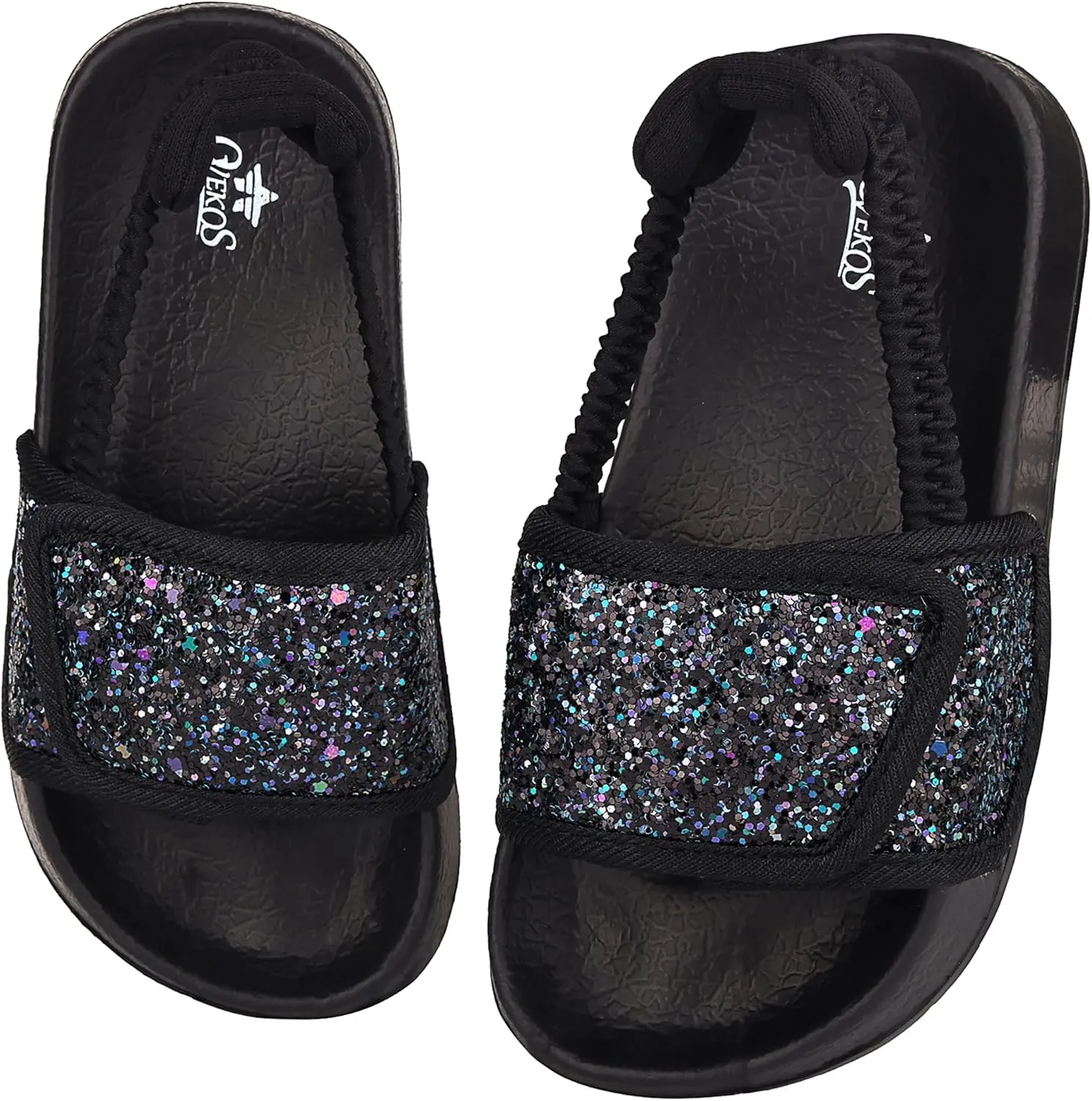 Kids Flip Flops Sandals Toddler Boys Girls Sequin Slides Shower Beach Pool Shoes Slip on Summer Slippers with Back Strap