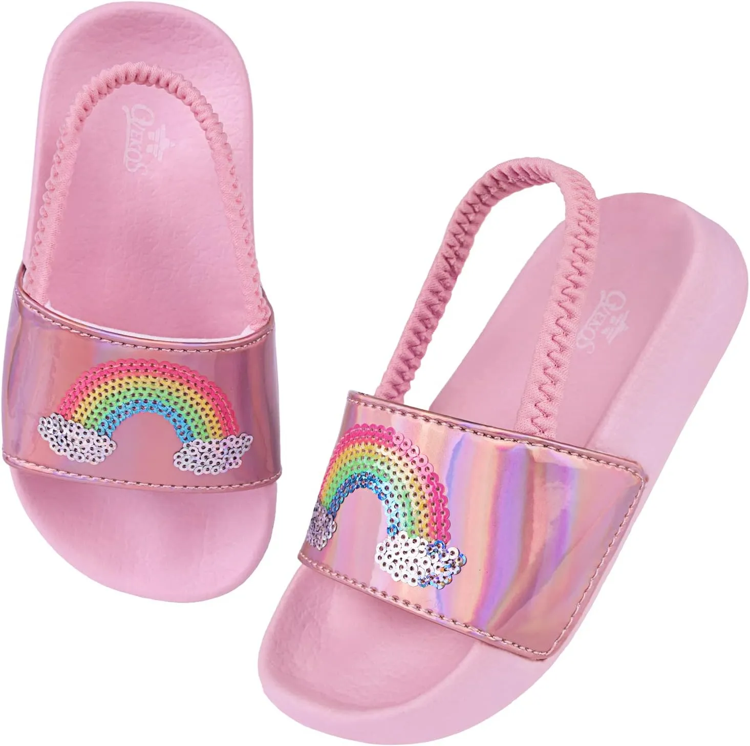 Kids Flip Flops Sandals Toddler Boys Girls Sequin Slides Shower Beach Pool Shoes Slip on Summer Slippers with Back Strap